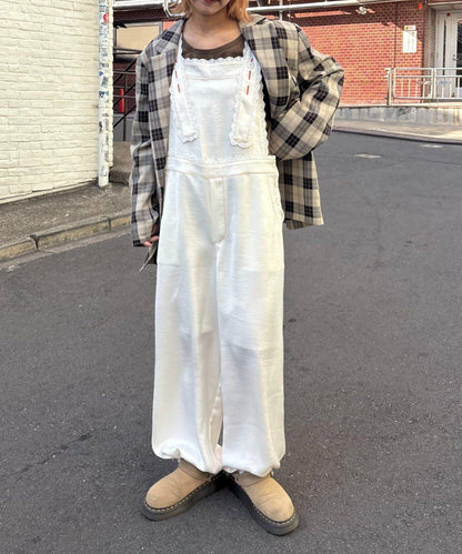 HELLO.SANFRANCISCO 蕾絲緞面揹帶褲
