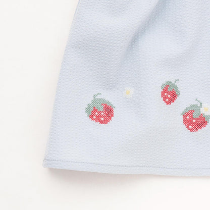 草莓刺繡胸衣拼接T恤