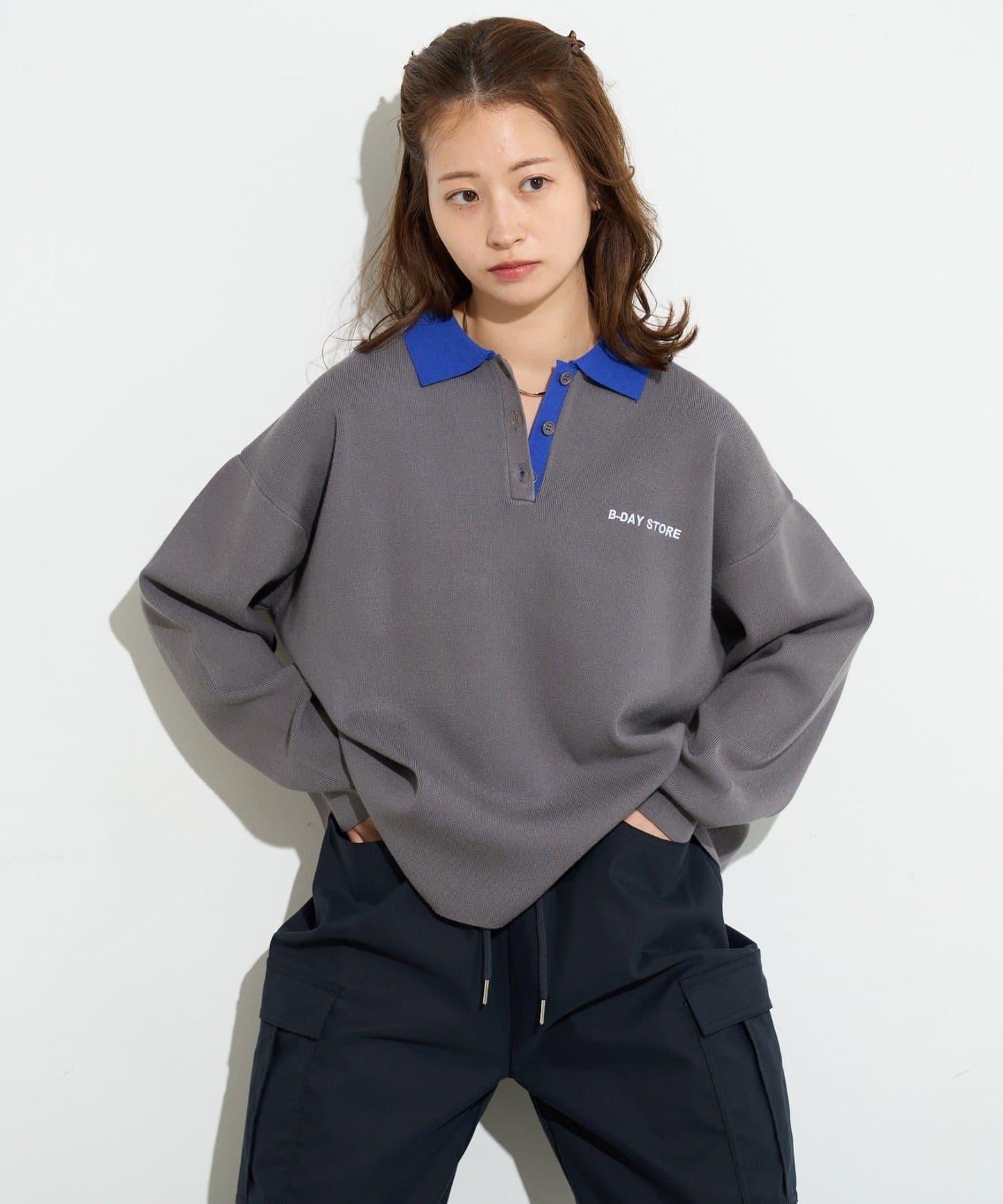 B-DAY STORE 拼色Polo針織POLO衫