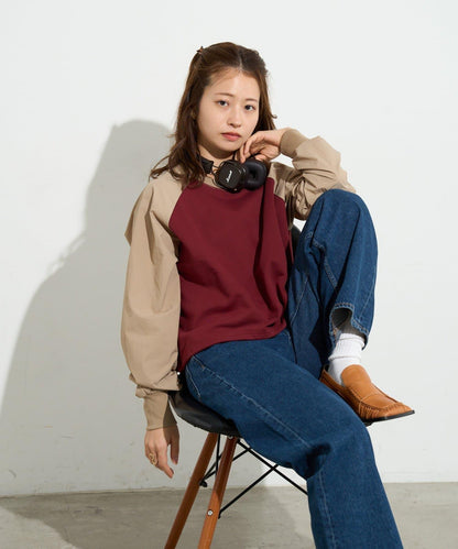 B-DAY STORE 拼接設計 女款 針織上衣