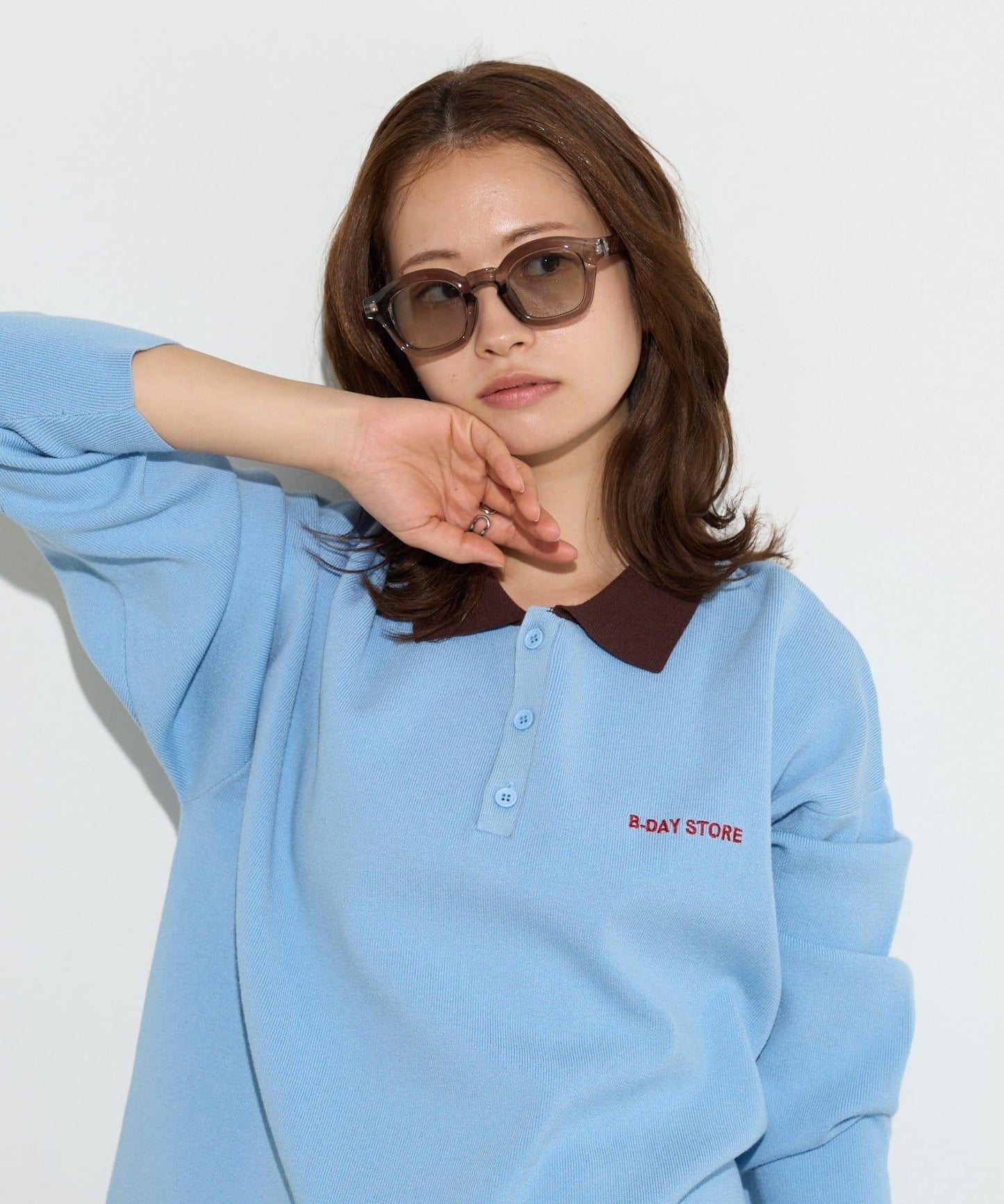 B-DAY STORE 拼色Polo針織POLO衫