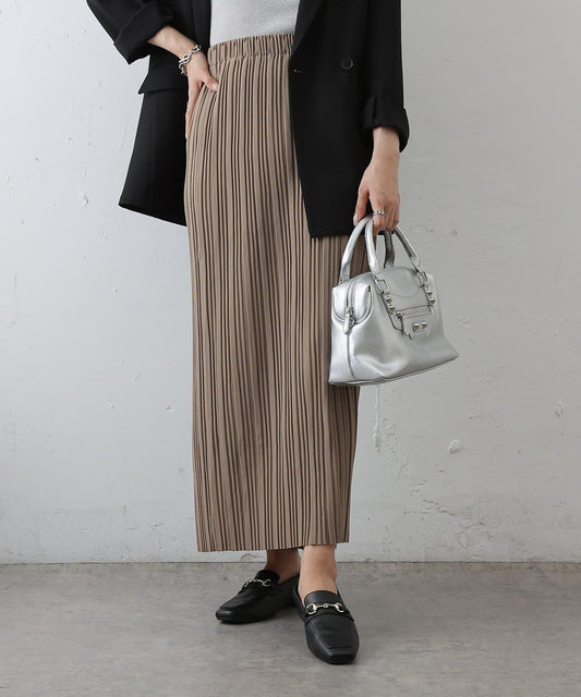 褶皺窄型半身裙