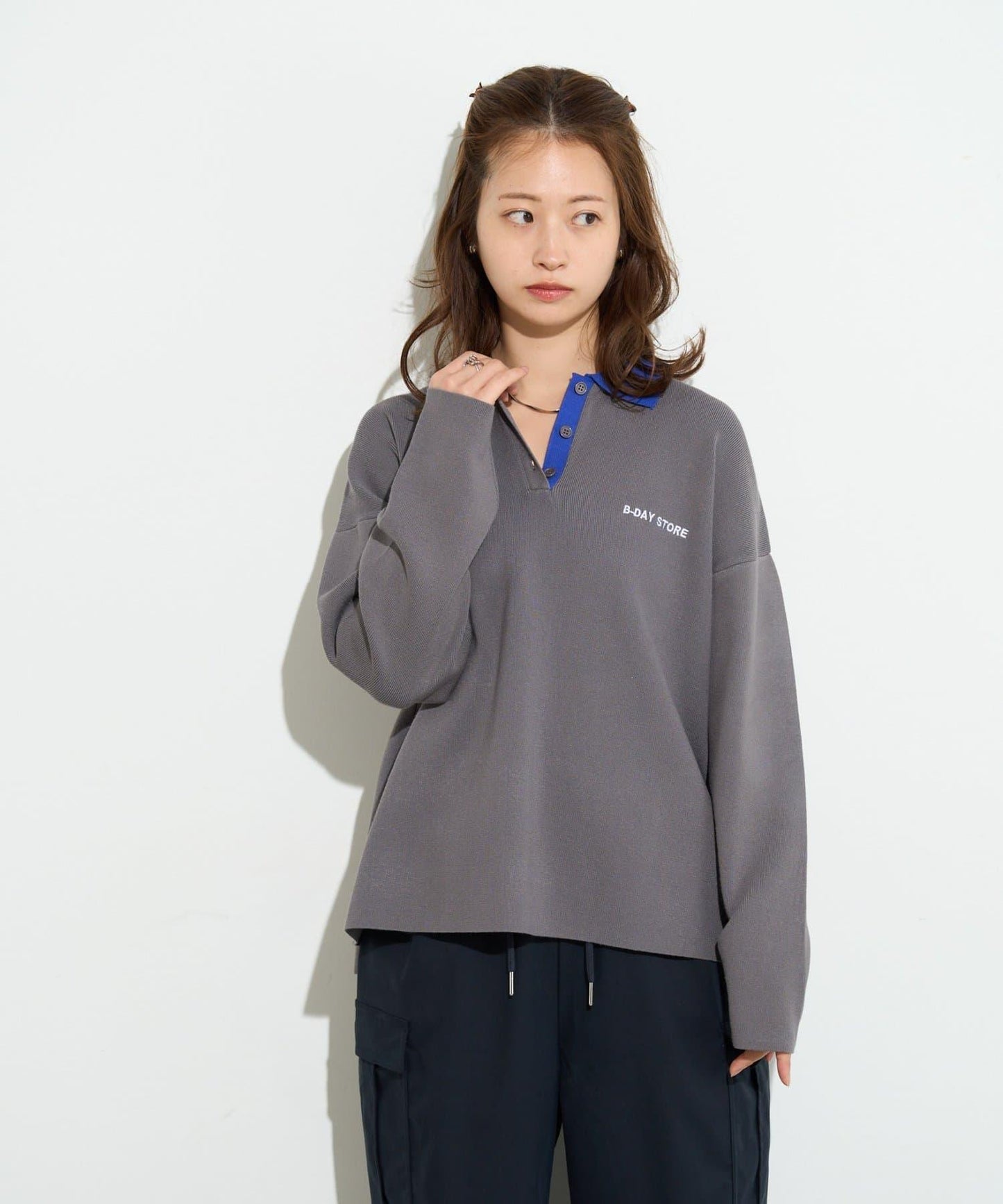 B-DAY STORE 拼色Polo針織POLO衫