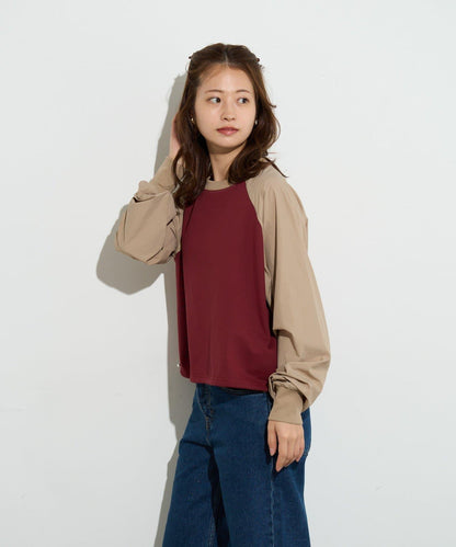 B-DAY STORE 拼接設計 女款 針織上衣