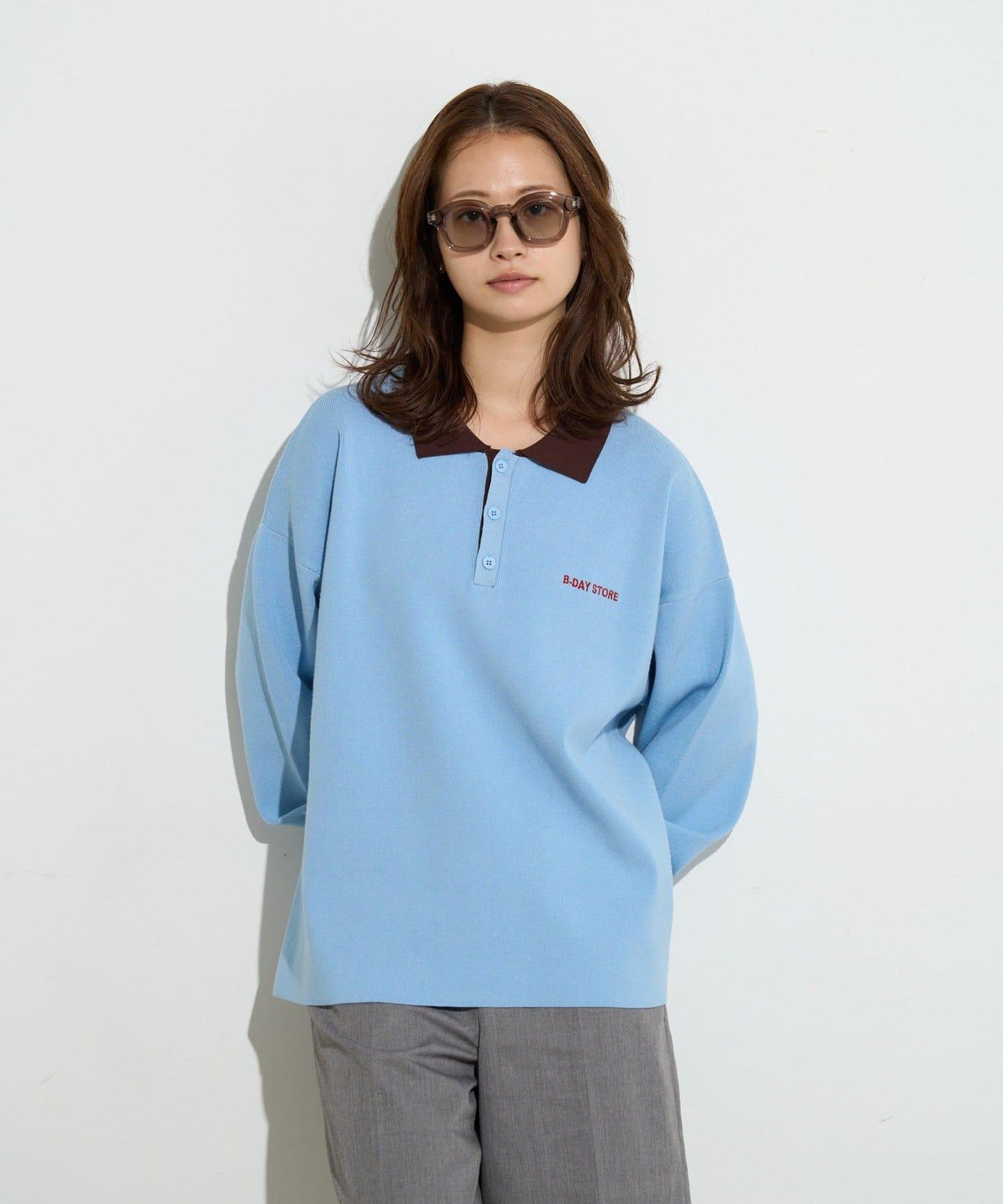 B-DAY STORE 拼色Polo針織POLO衫
