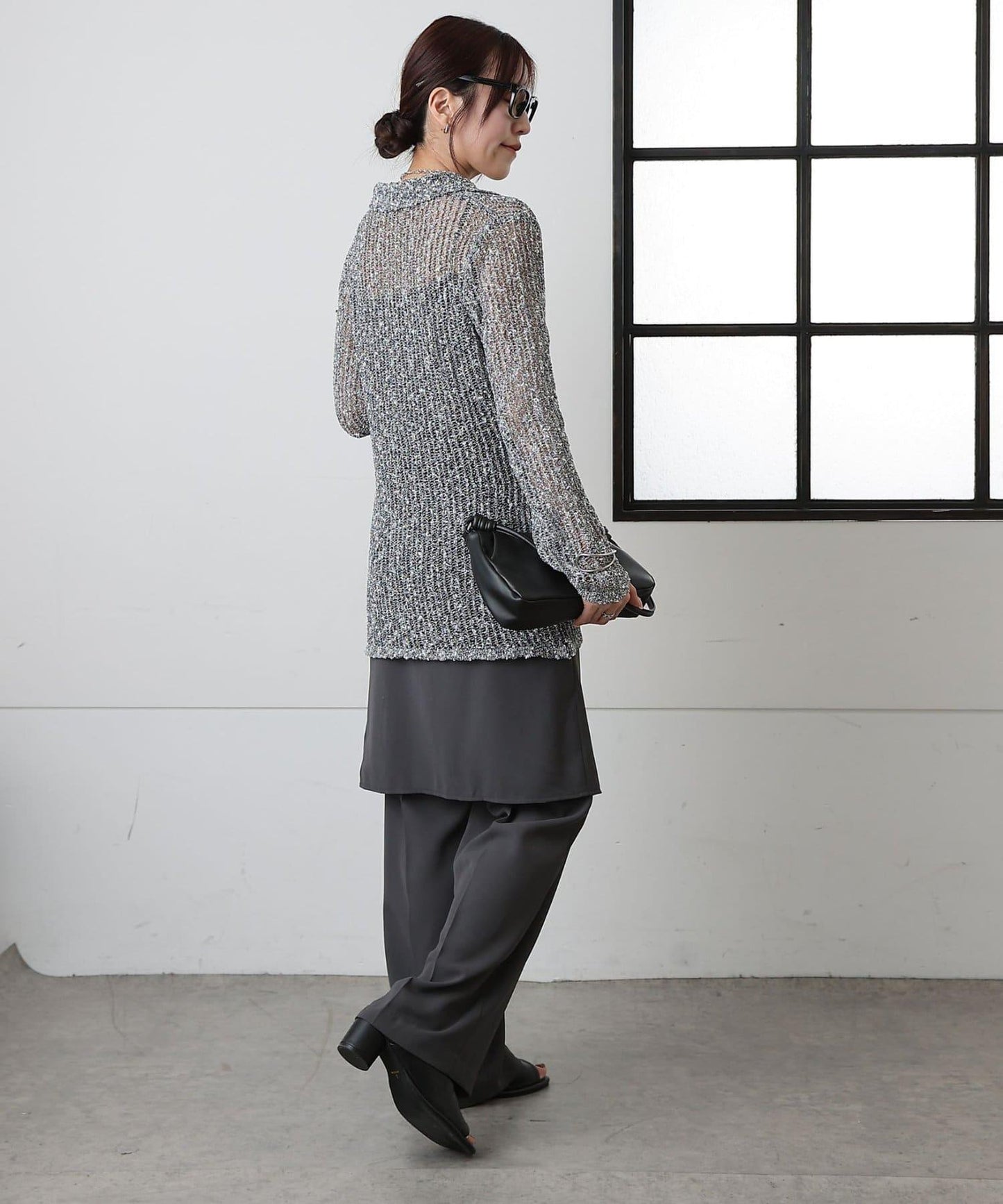 結粒鏤空針織開衫