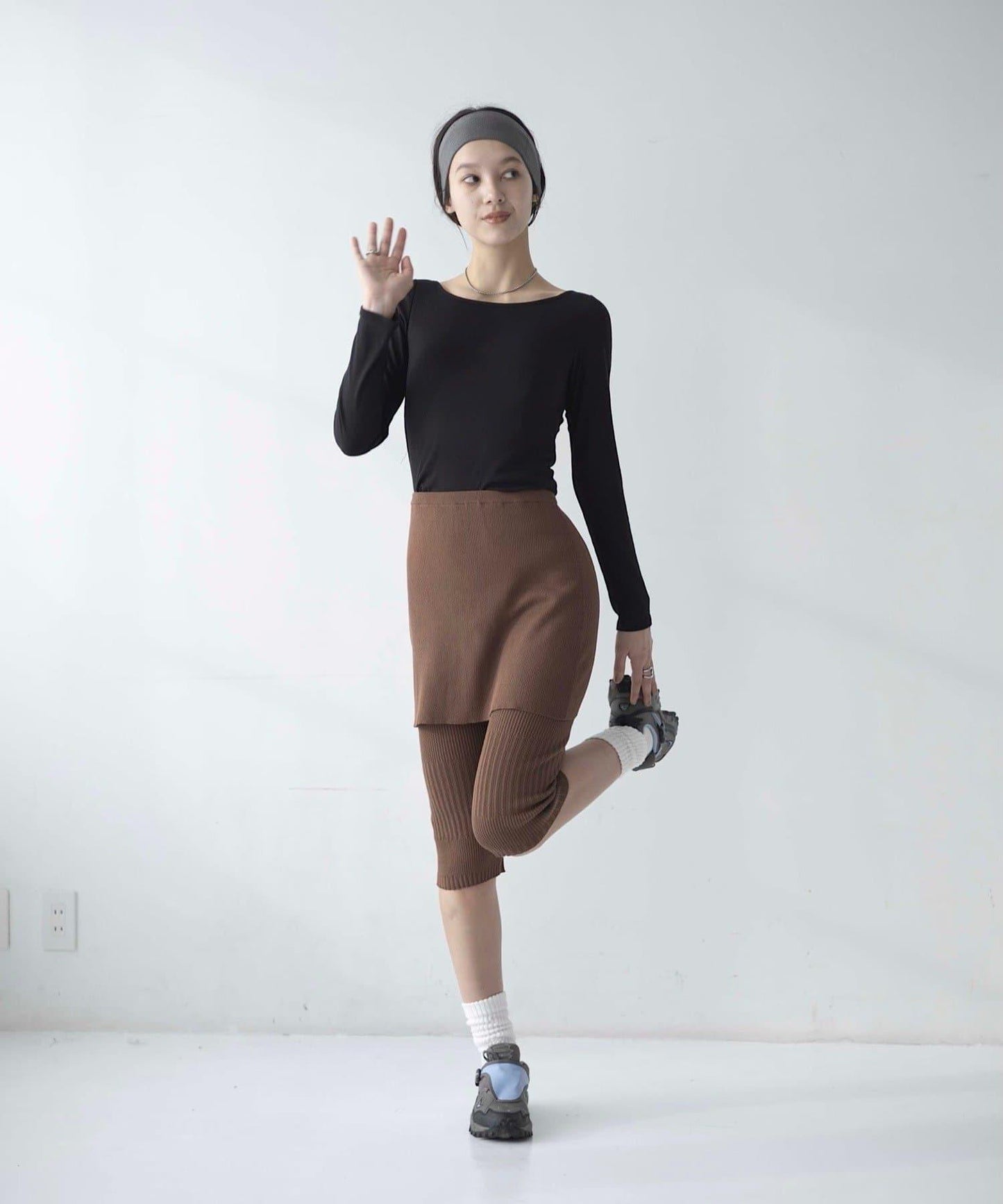 CINAMOD RIB PANTS WITH SKIRT 裙褲