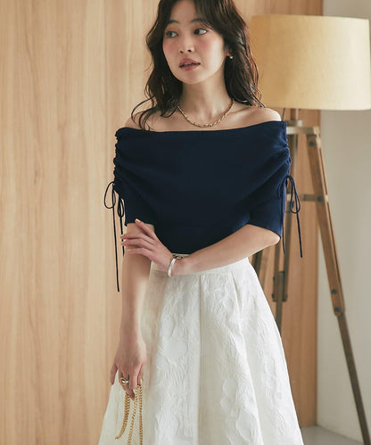 清涼觸感防曬 露肩 羅紋針織 針織上衣
