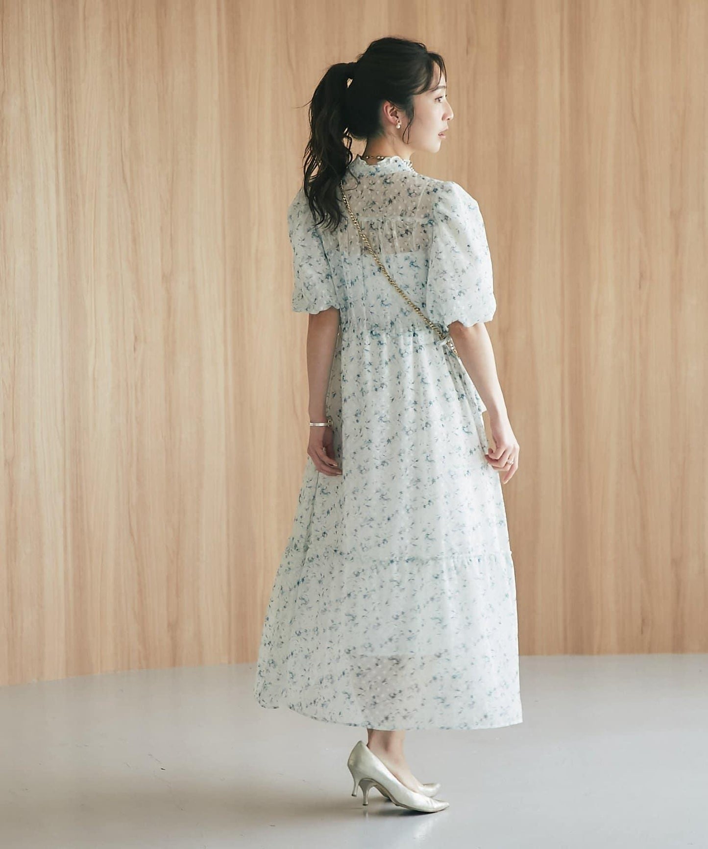 花卉印花 泡泡袖 連衣裙