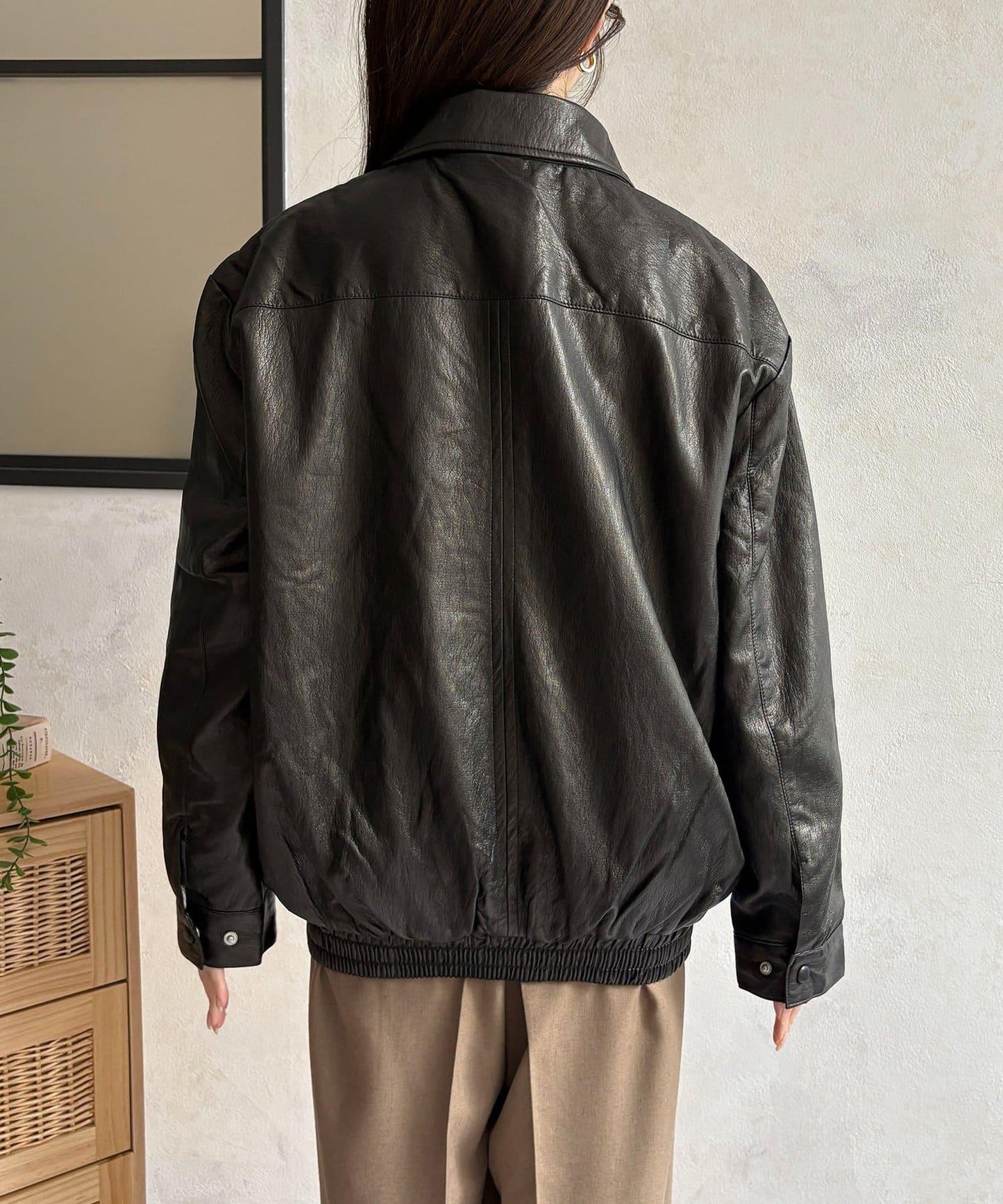 光澤皺感復古夾克