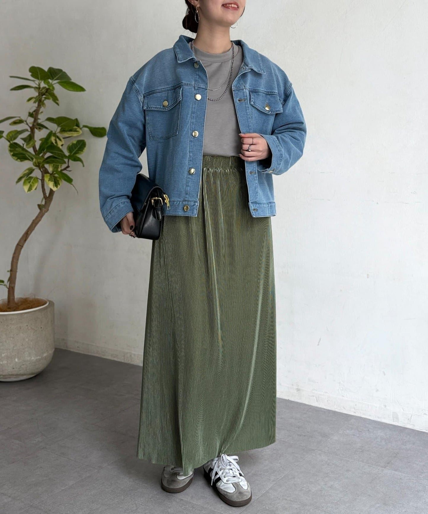 GLD紐扣 翻領 牛仔夾克