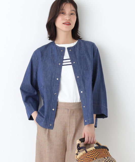 棉麻輕薄牛仔短外套