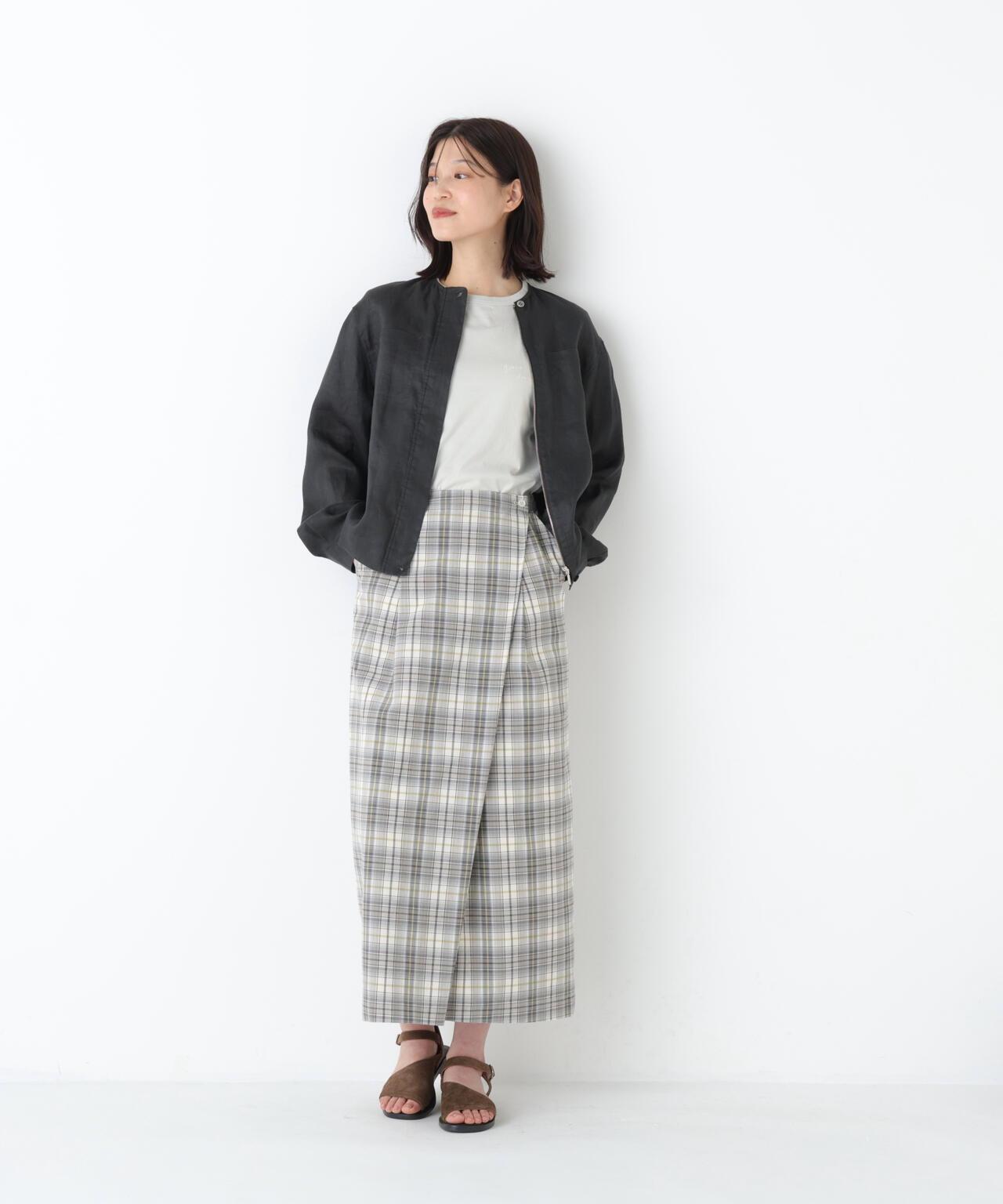 《洗える》 仿裹身格紋半身裙