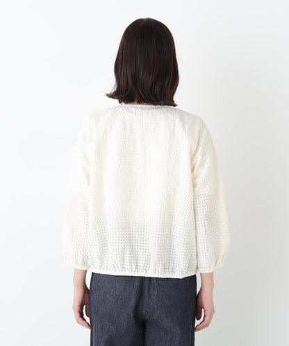 拉舍爾格紋蕾絲 拉鍊短外套