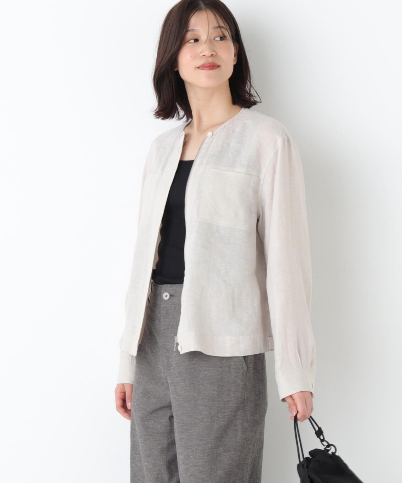 Hardman亞麻 無領短外套