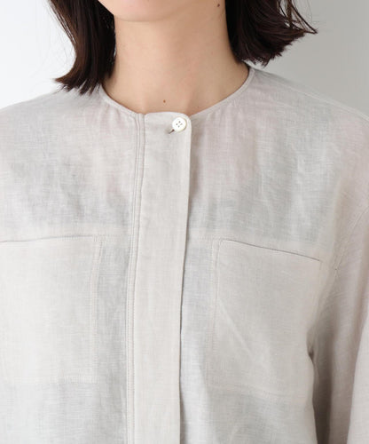 Hardman亞麻 無領短外套