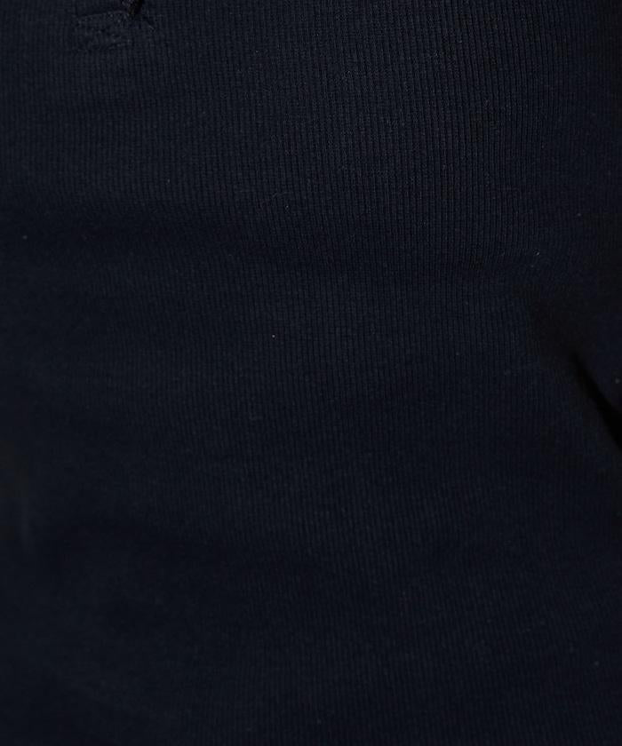 領口蕾絲拼接 亨利領 羅紋T恤