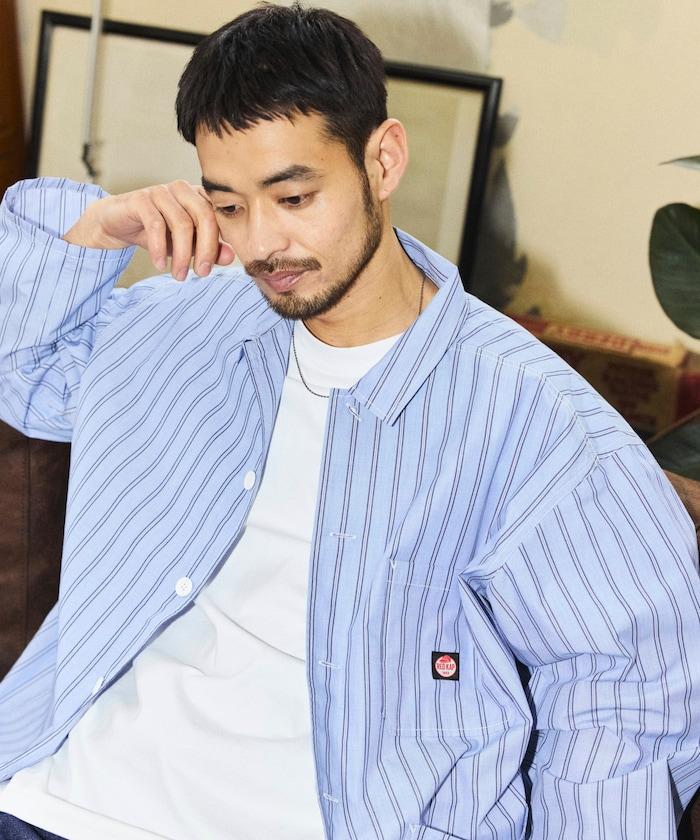 工裝條紋襯衫工裝外套