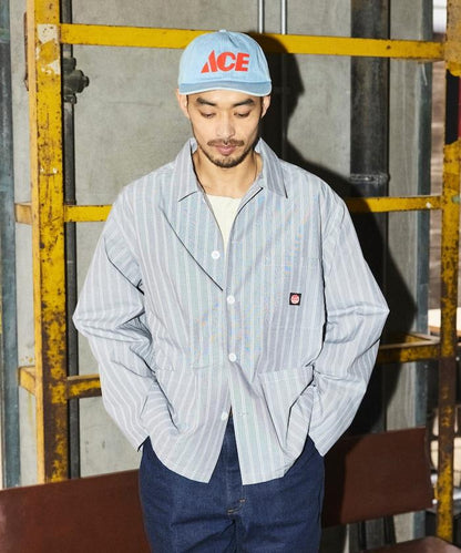 工裝條紋襯衫工裝外套