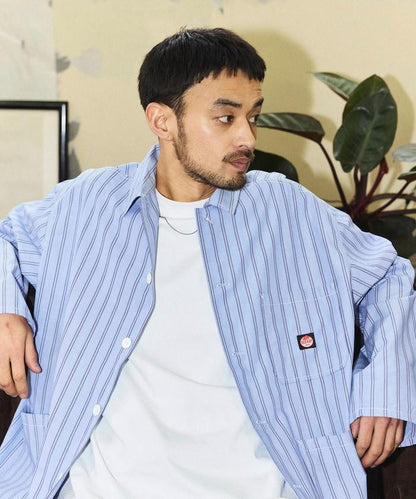 工裝條紋襯衫工裝外套