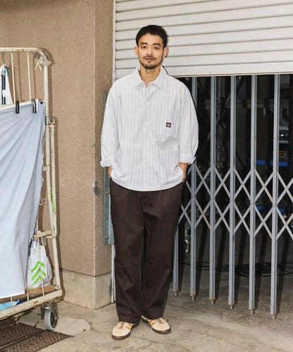 工裝條紋襯衫工裝外套
