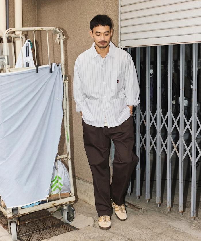 工裝條紋襯衫工裝外套