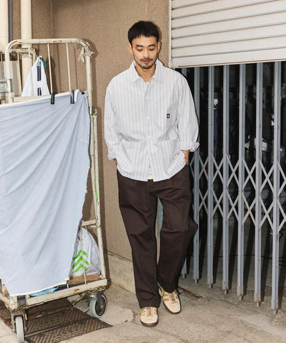 工裝條紋襯衫工裝外套