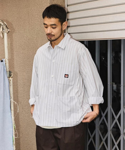 工裝條紋襯衫工裝外套