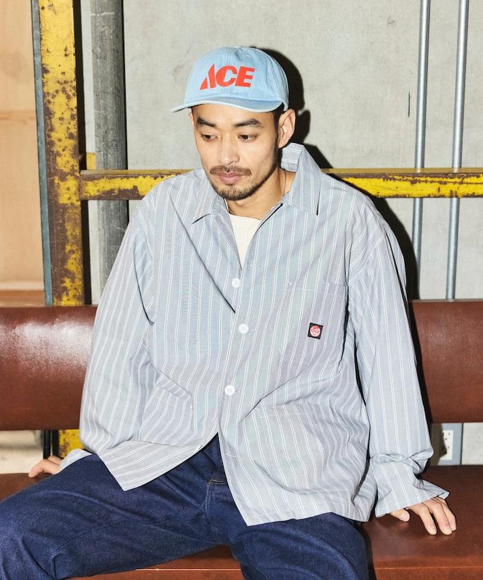 工裝條紋襯衫工裝外套