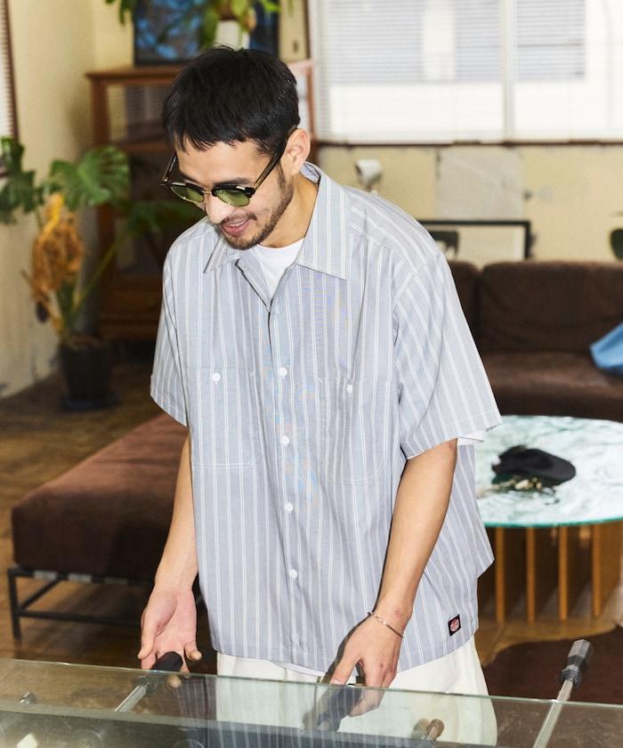 聯名 短款 兵紋條紋 府綢 工裝襯衫