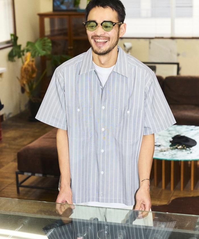 聯名 短款 兵紋條紋 府綢 工裝襯衫
