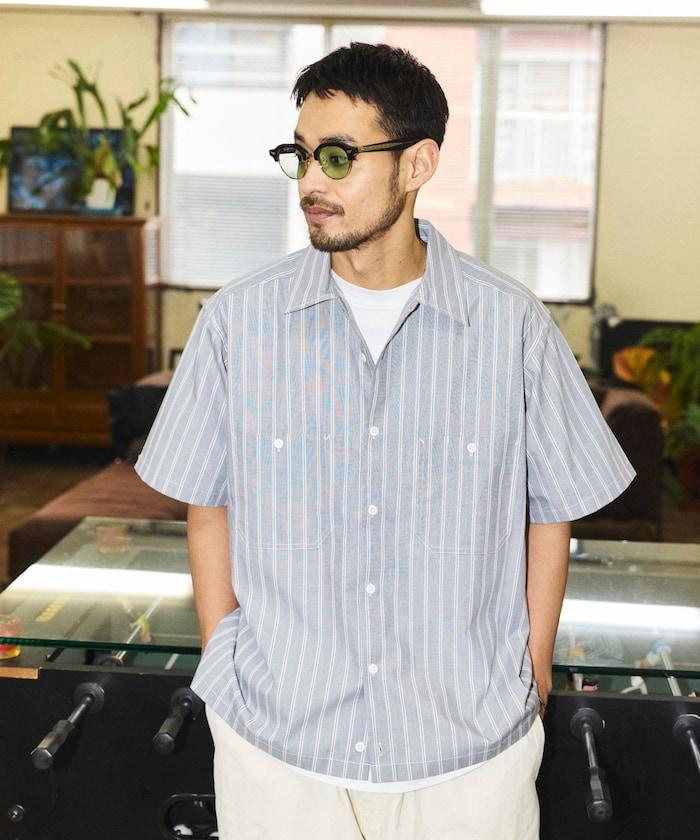 聯名 短款 兵紋條紋 府綢 工裝襯衫