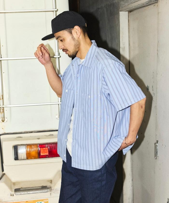 聯名 短款 兵紋條紋 府綢 工裝襯衫