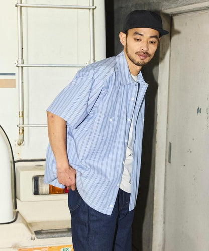聯名 短款 兵紋條紋 府綢 工裝襯衫