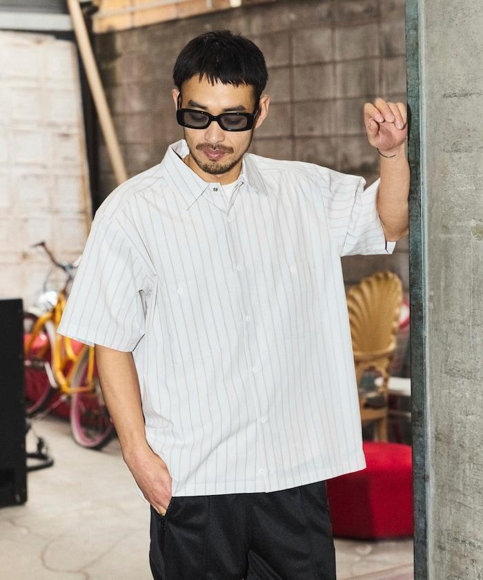 聯名 短款 兵紋條紋 府綢 工裝襯衫