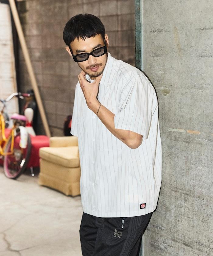 聯名 短款 兵紋條紋 府綢 工裝襯衫