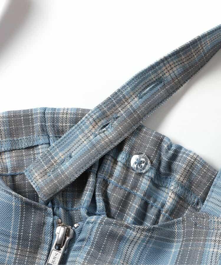 格紋束胸上衣與襯衫纏繞風裙褲套裝