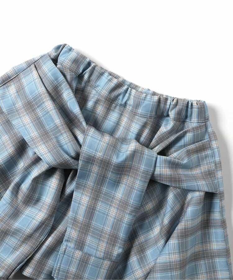 格紋束胸上衣與襯衫纏繞風裙褲套裝
