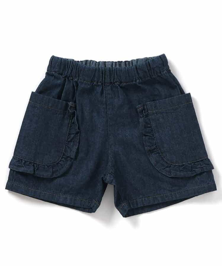 荷葉邊口袋 四分長度 休閒短褲
