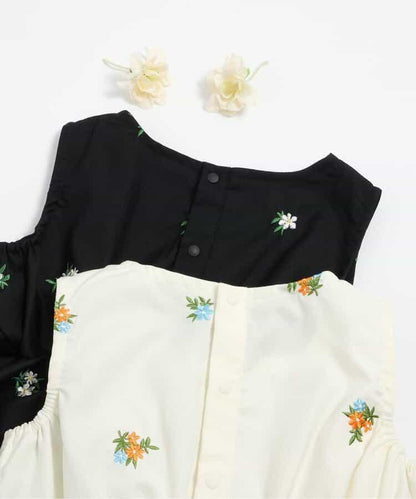花卉刺繡層疊設計背心