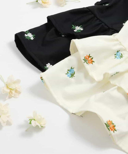 花卉刺繡層疊設計背心
