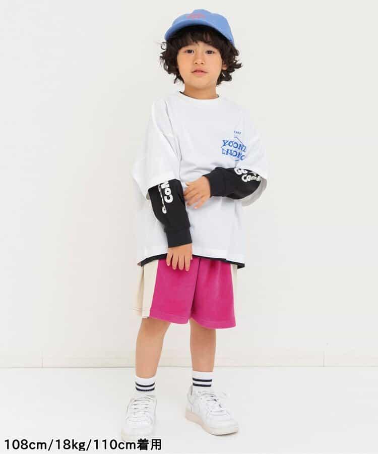 側邊拼條毛圈 五分短褲（可成套）