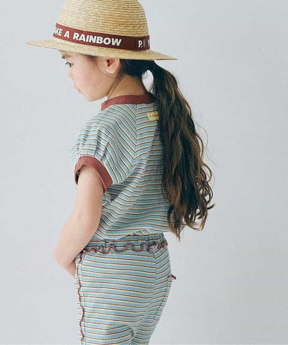 先染色條紋華夫格上衣