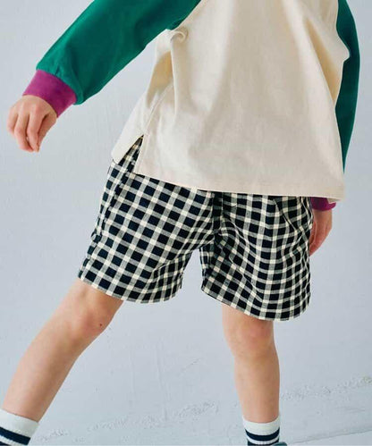 先染色格紋 休閒短褲 Link款