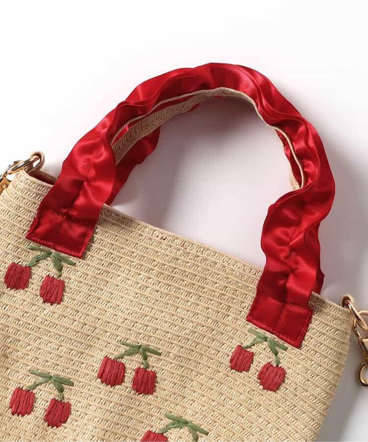 櫻桃刺繡 紙質斜挎小包