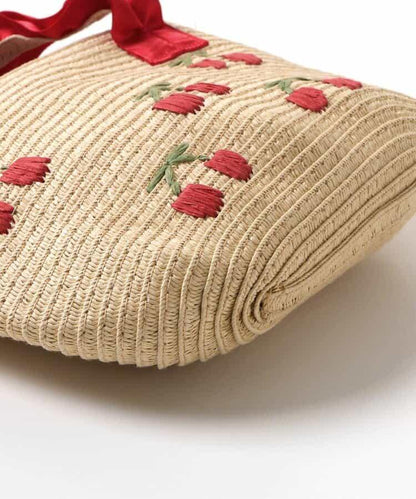 櫻桃刺繡 紙質斜挎小包