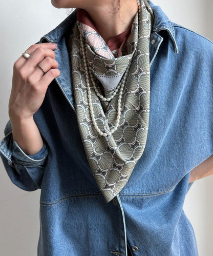 可雙面佩戴幾何圖案圍巾