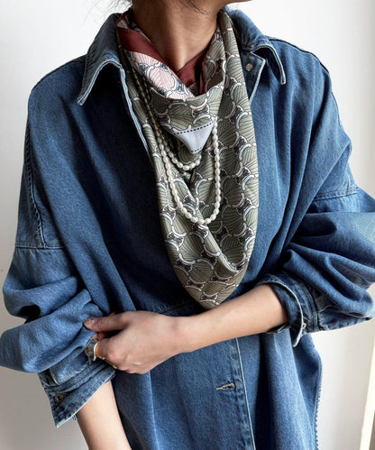 可雙面佩戴幾何圖案圍巾