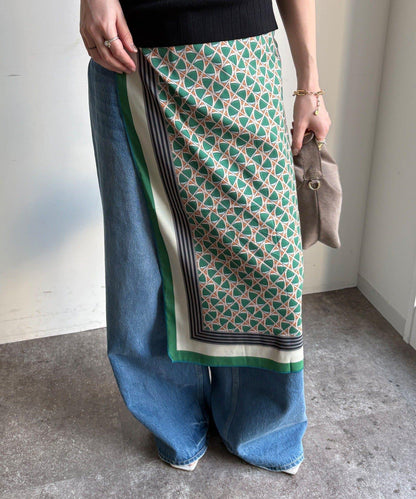 可雙面佩戴幾何圖案圍巾