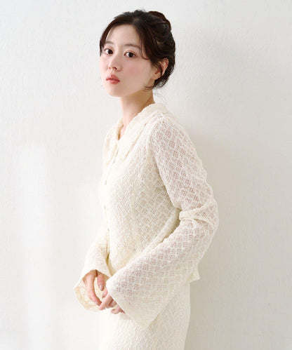 可成套搭配 交叉提花 帶領 針織開衫